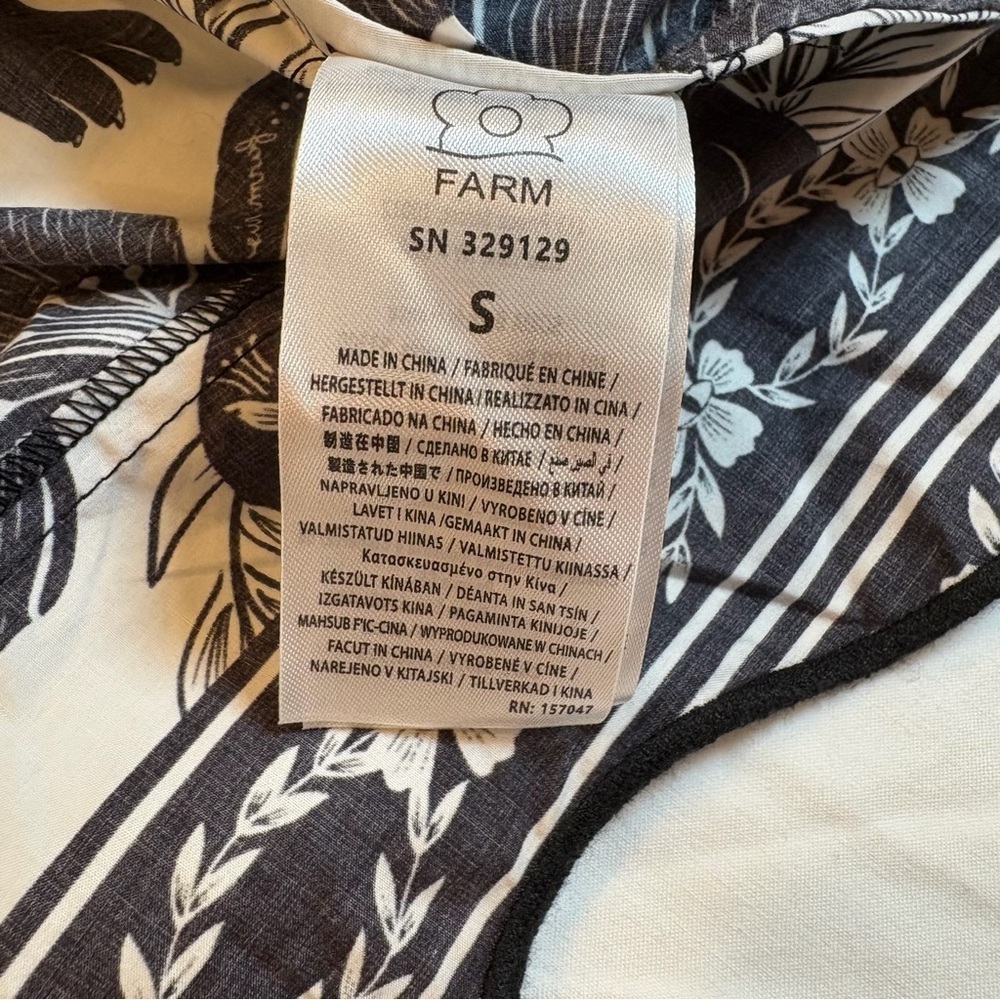 Farm Rio Leopard Floral Blouse | Black & White | Boat Neck | SMALL | NWT - Picture 6 of 12